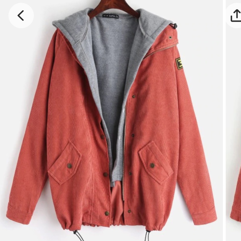 Zaful corduroy jacket fleece vest twinset